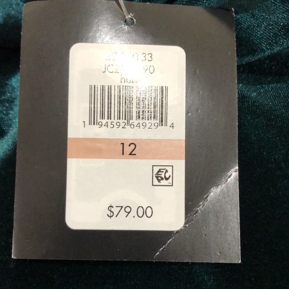 SOLD NWT JH Cocktail Dress Size 12 Dark Hunter Green Velvet Cowl Neck - Picture 8 of 11